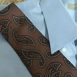 Oscar de la Renta silk tie new & Nordstrom blue cotton LS shirt 17.5 36/…